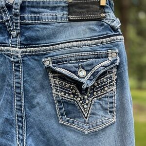 Vigoss Blue Boot Cut Jeans with Decorative Stitching